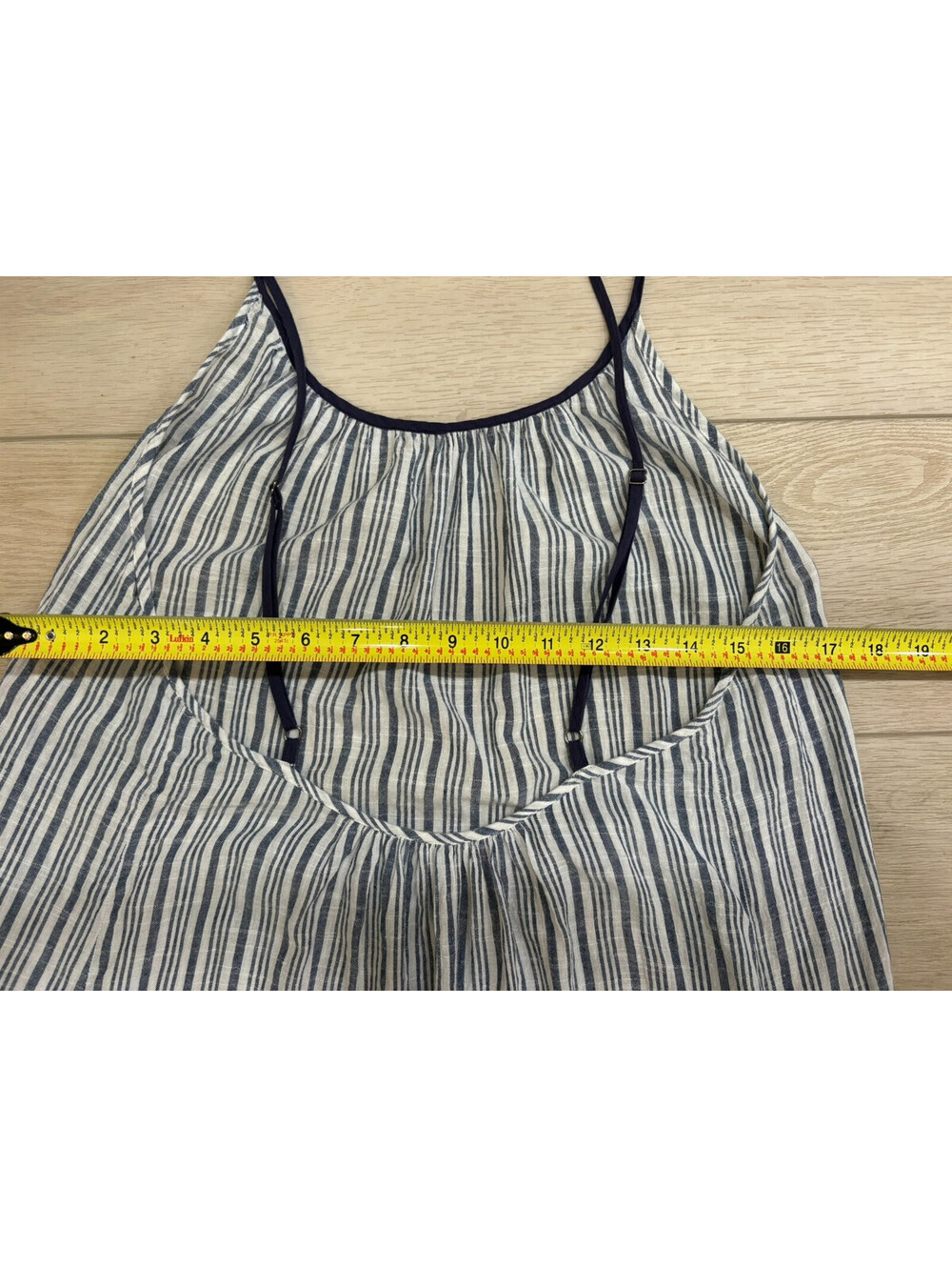 Saks Fifth Avenue XL Maxi Sundress Airy Thin-Striped Navy White Cotton - Picture 10 of 10